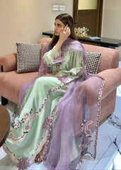 Tasawur – Sea-Green Shisha Silk Kaftan | Muntaha By Shanzay Fahad
