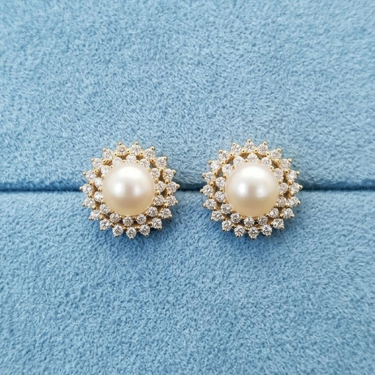 Crown Flora Pearl Earrings [A]E573
