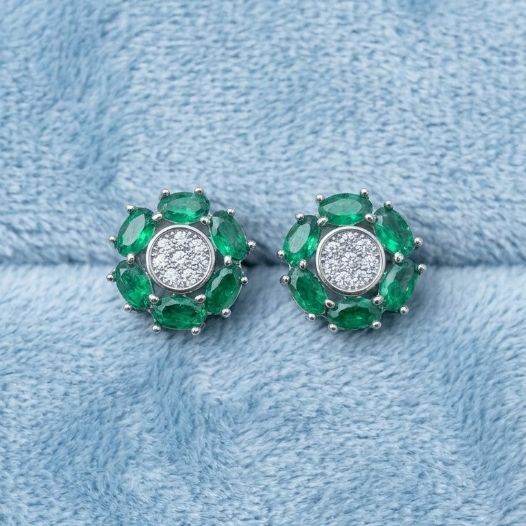 Royal Rosette Green Earrings [A]E579 (G)