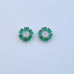 Royal Rosette Green Earrings [A]E579 (G)