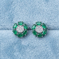 Royal Rosette Green Earrings [A]E579 (G)