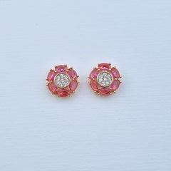 Royal Rosette Ruby Earrings [A]E580 (R)