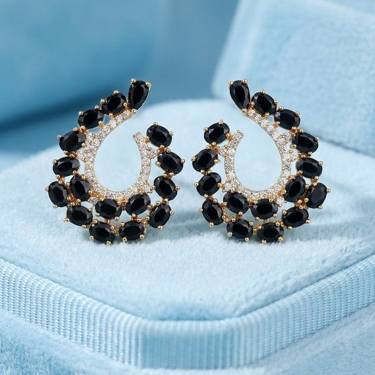 Imperial Swirl Earrings [A]E586 (BK)