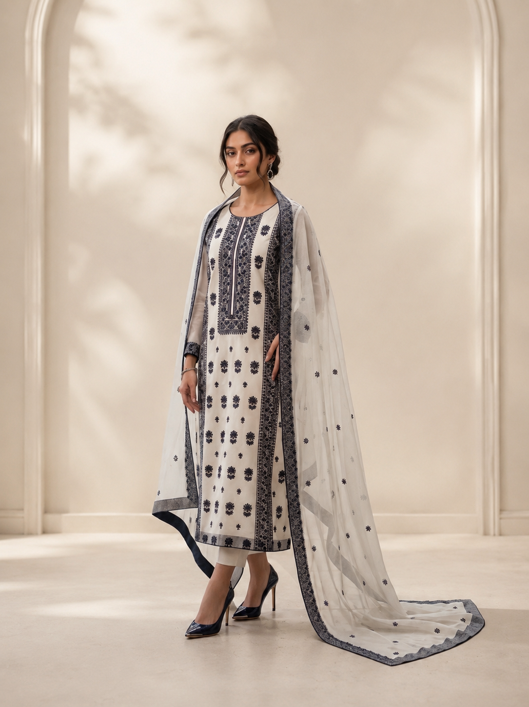 Grey Organza Embroidered Shirt with Dupatta – Sleeks by Ali Zain