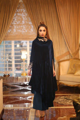 BLUE VELVET DRAPE with bootcut pants 2pc