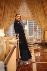 BLUE VELVET DRAPE with bootcut pants 2pc