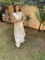 Beige Chiffon Drape Sari