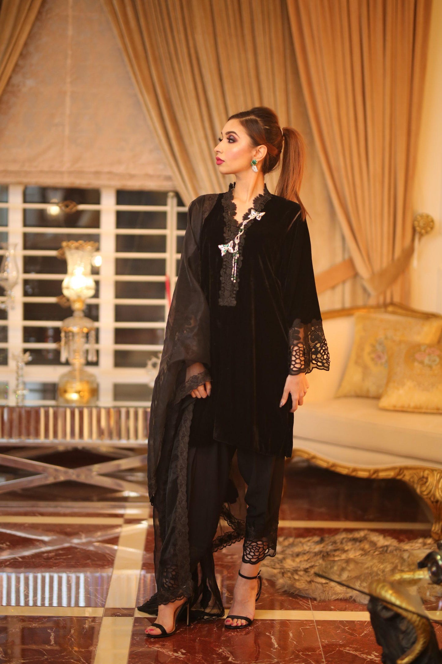 Black Velvet shirt And Shalwar 2 Pc