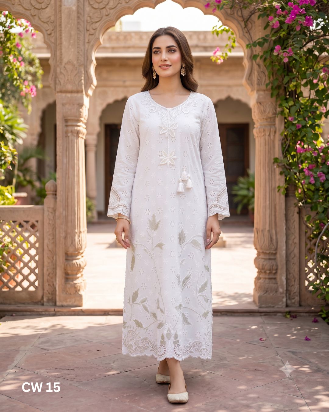 Teeja Dhariwal CW 15 White Chicken Lawn Single Shirt