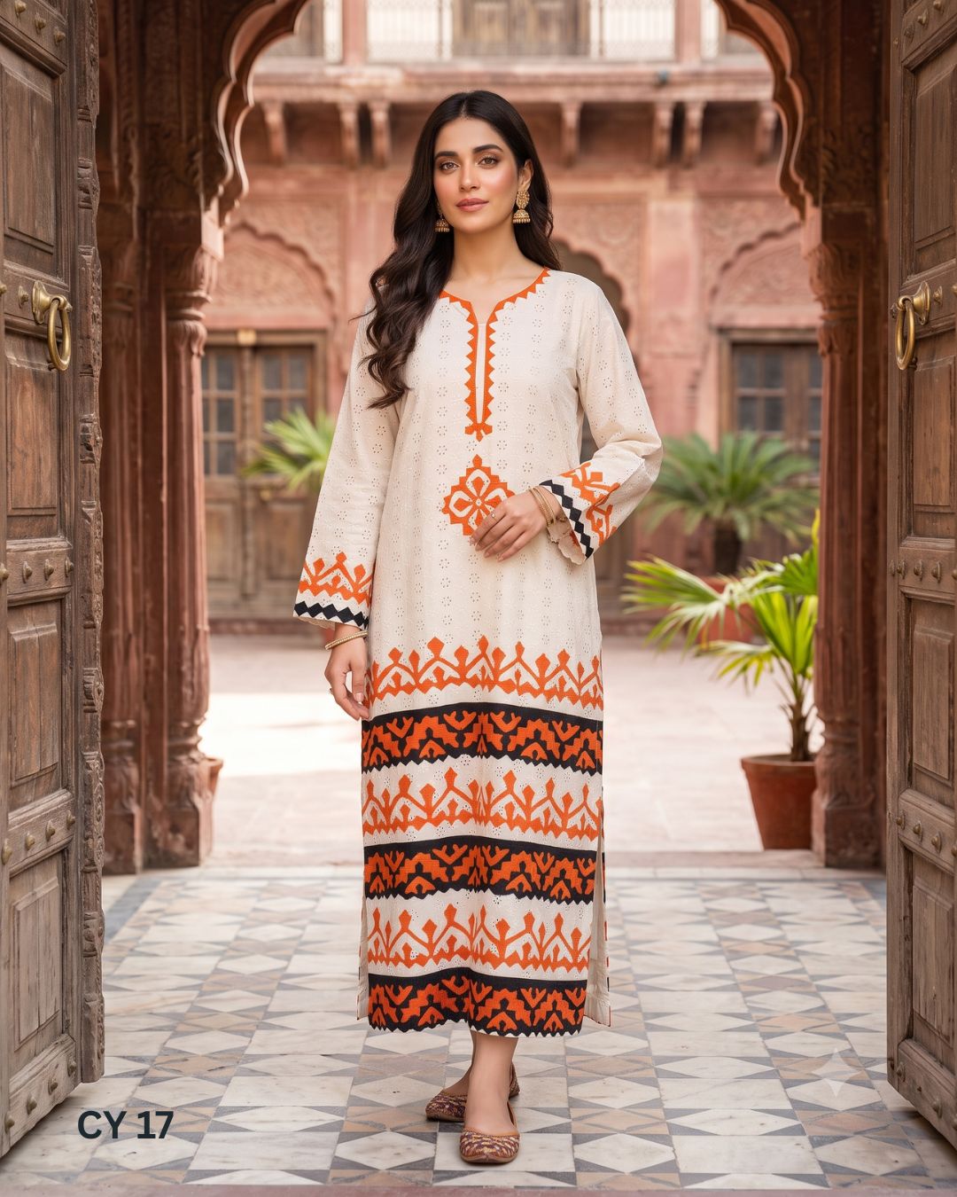Teeja Dhariwal CY 17 Chicken Lawn Single Shirt with Ralli Work