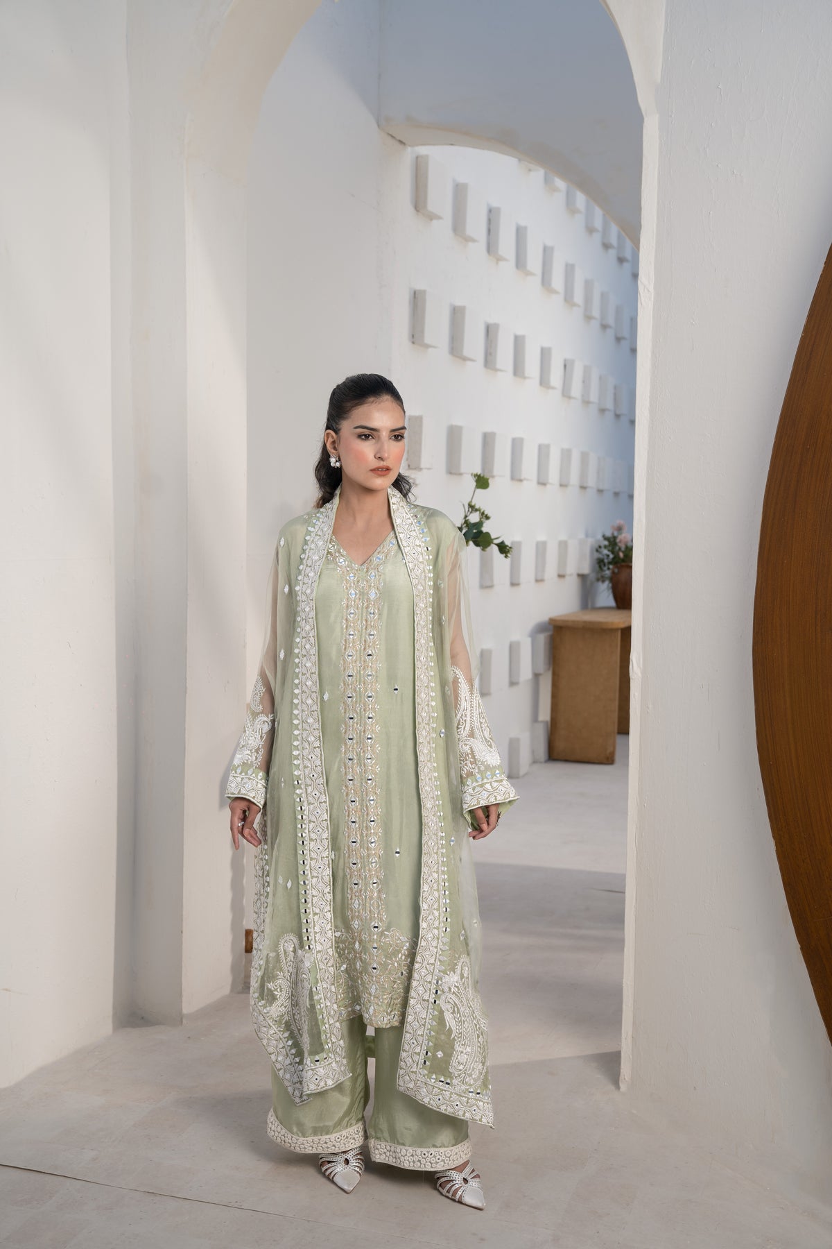 Mint green mirror Work