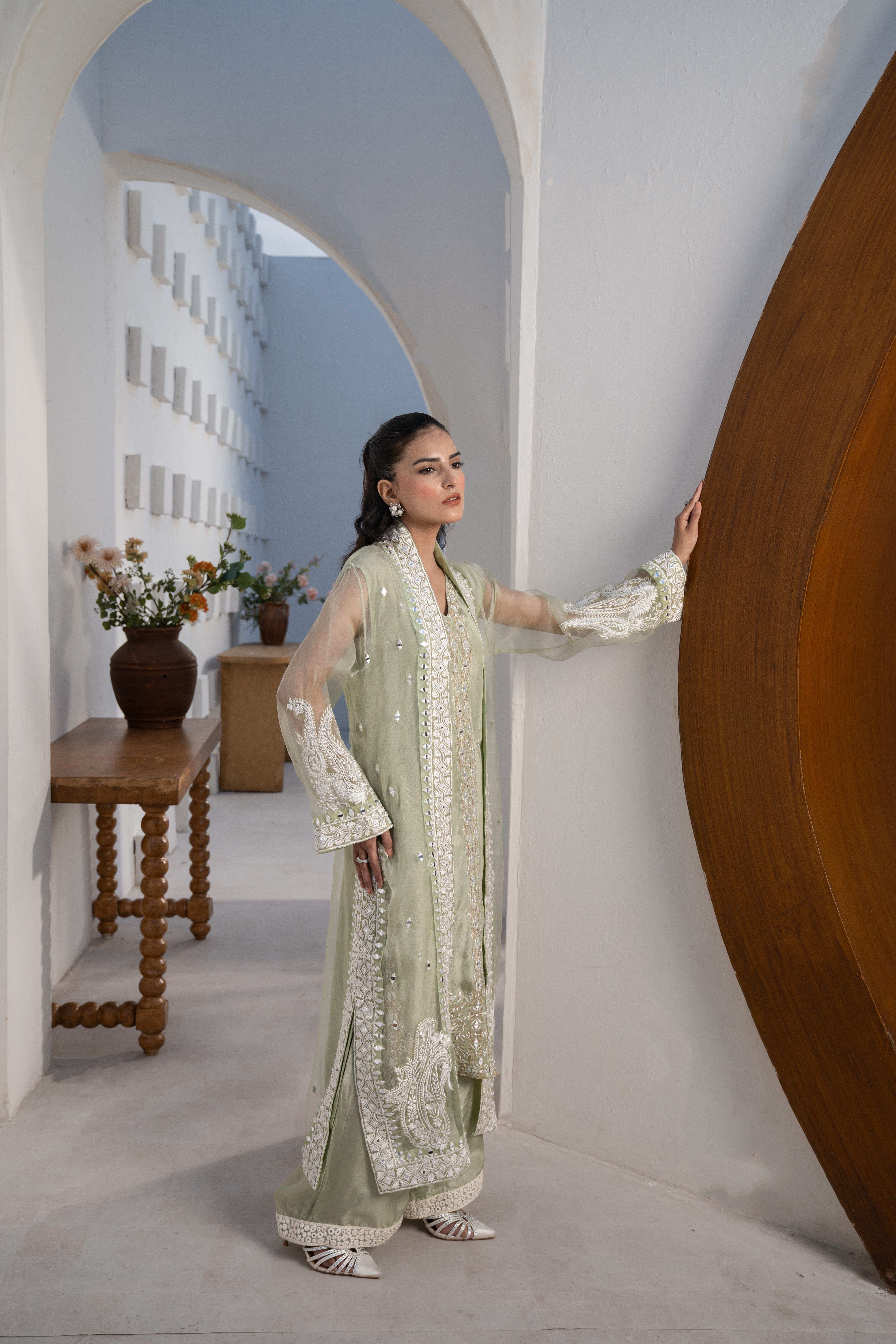 Mint green mirror Work