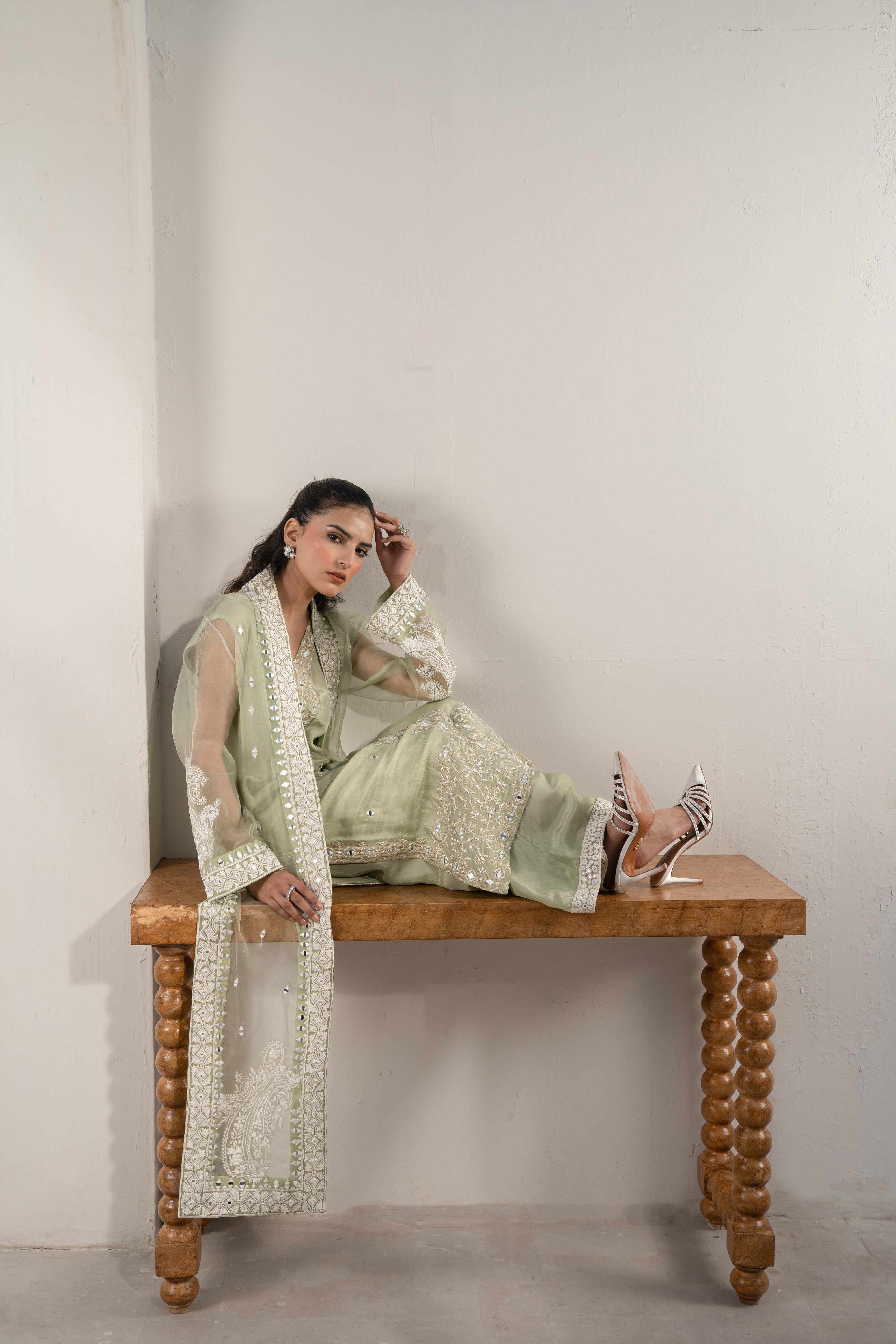 Mint green mirror Work