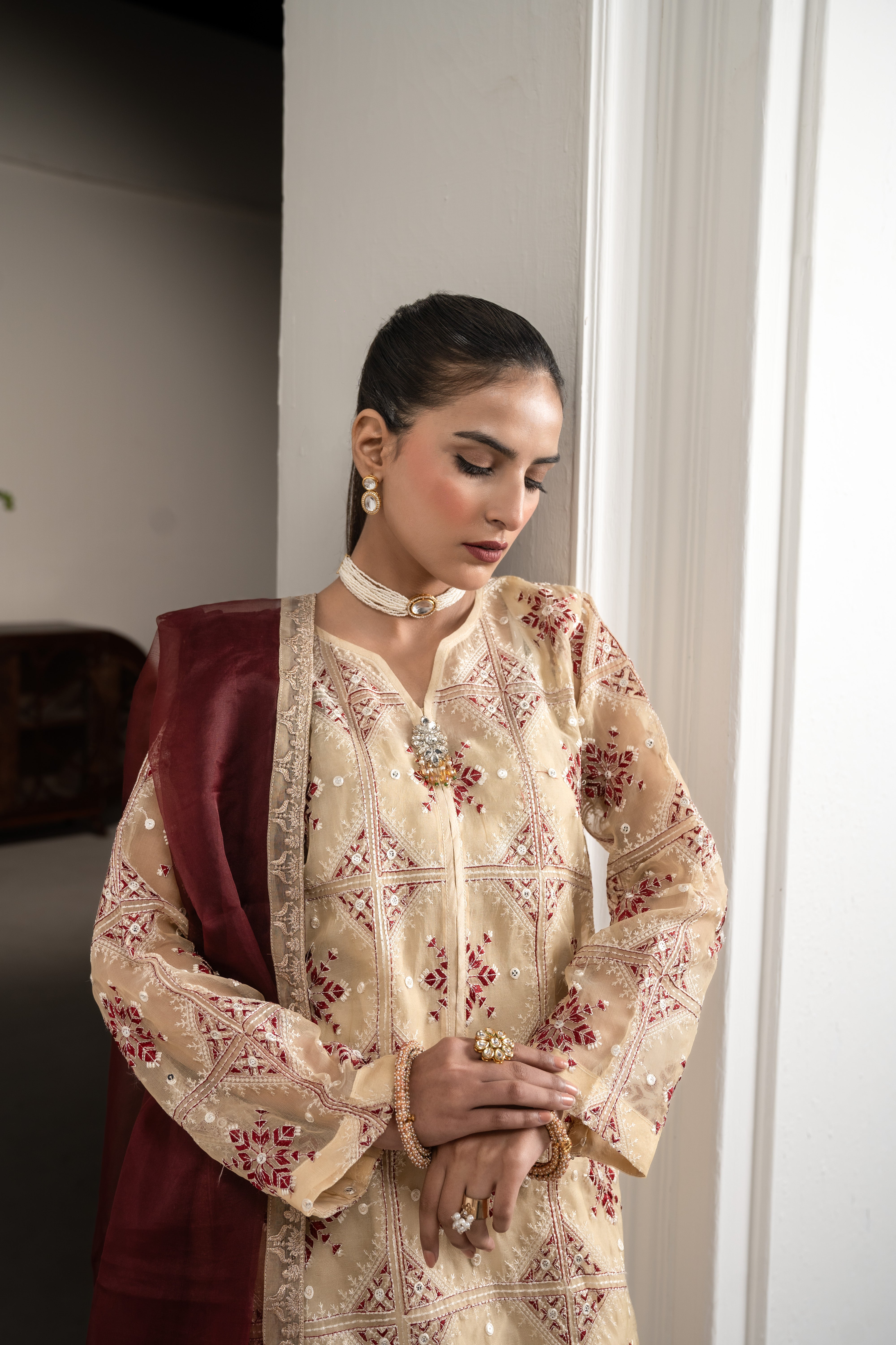 Beige organza