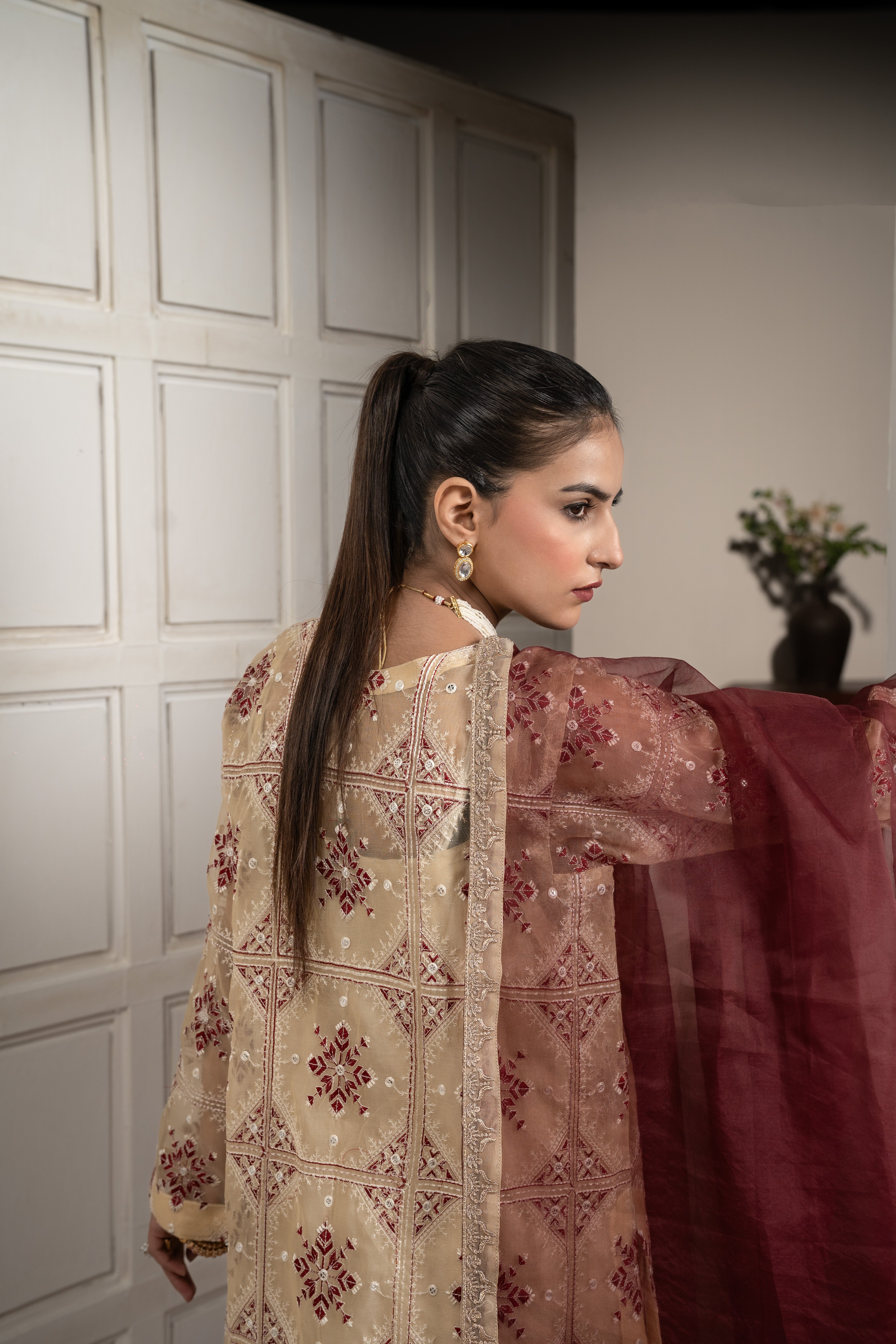 Beige organza