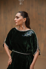 Green velvet kaftan