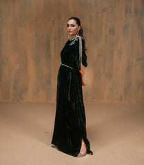Green velvet kaftan
