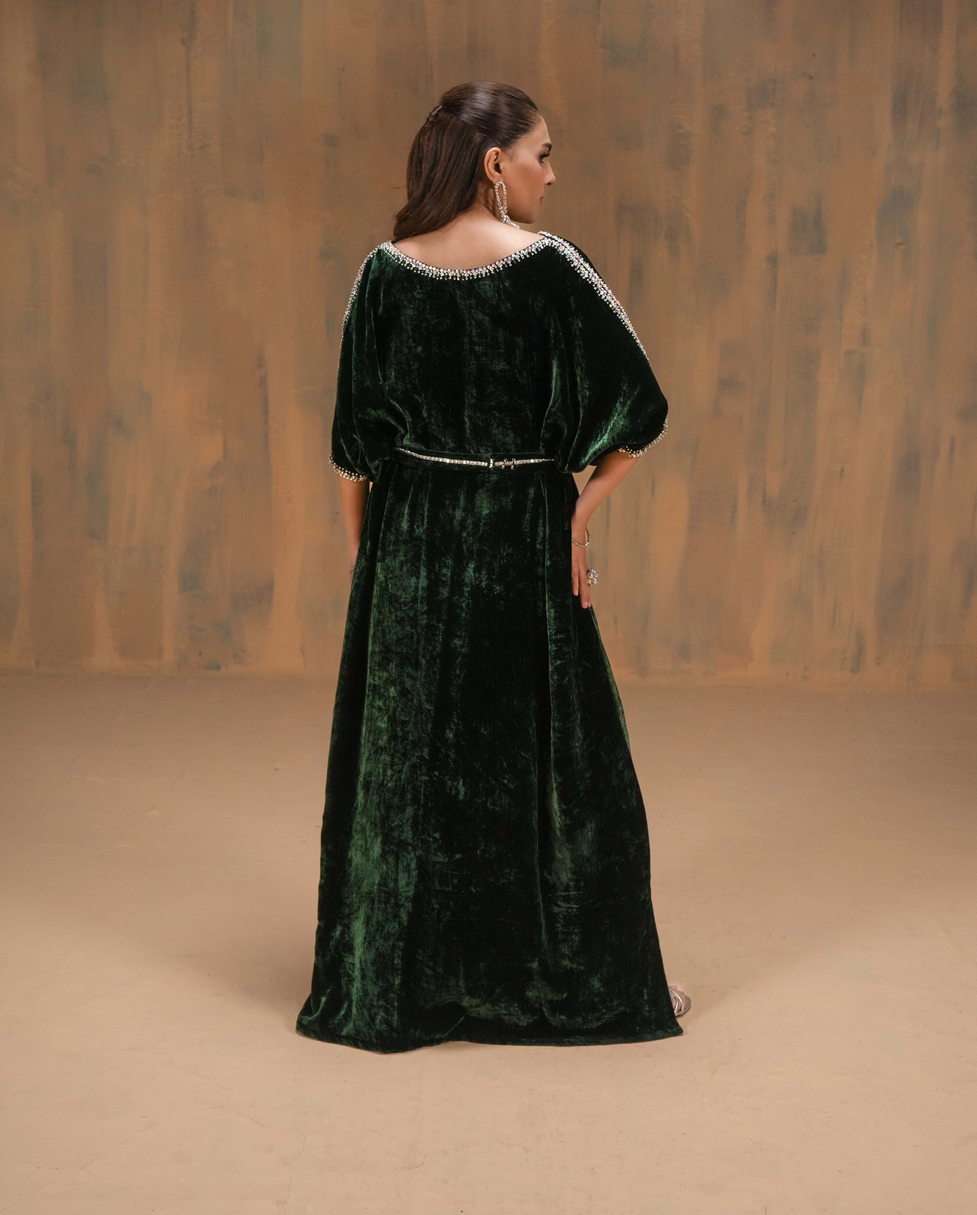 Green velvet kaftan
