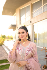 Tea pink raw silk outfit