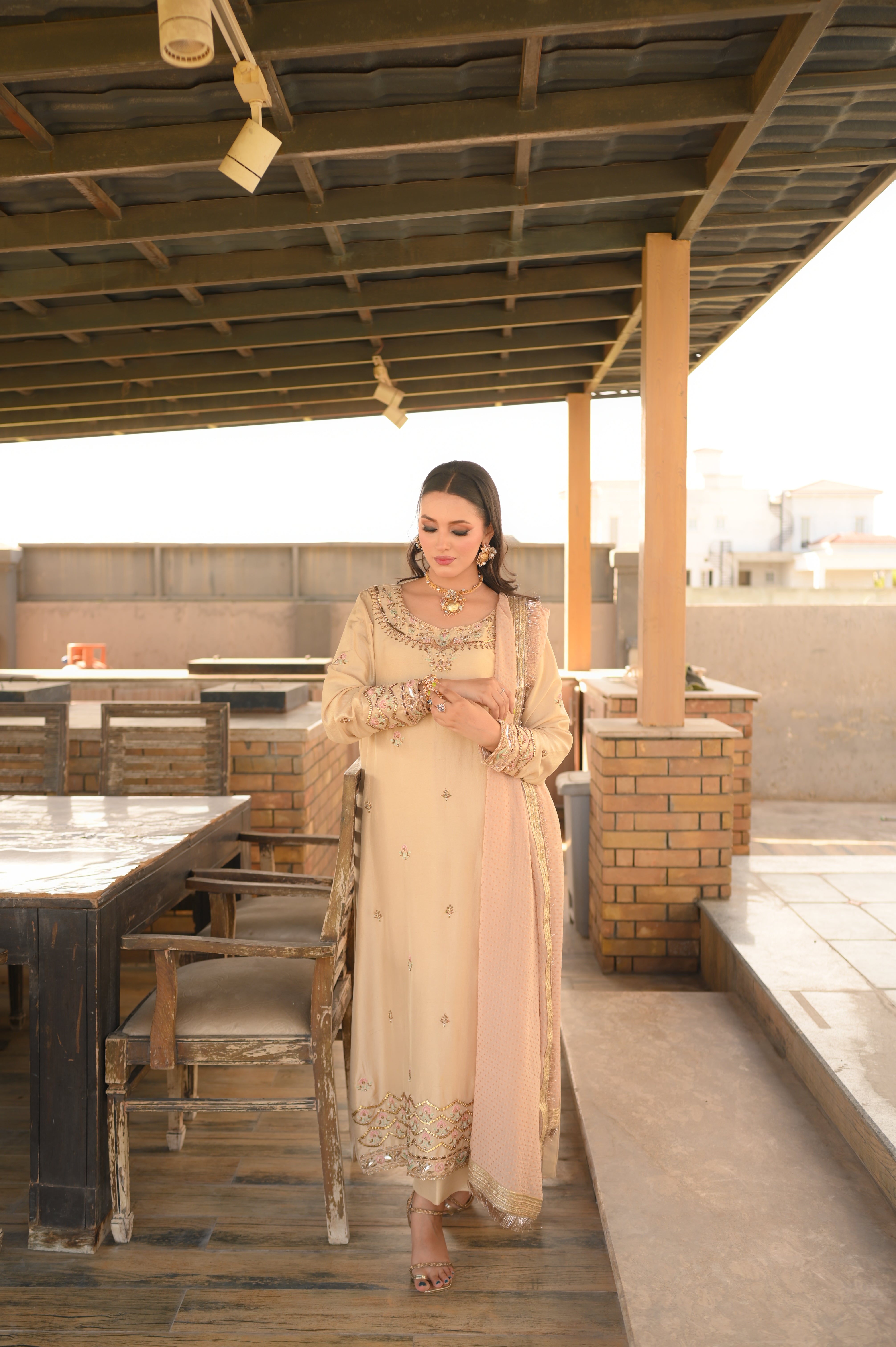 Beige Rawsilk Outfit