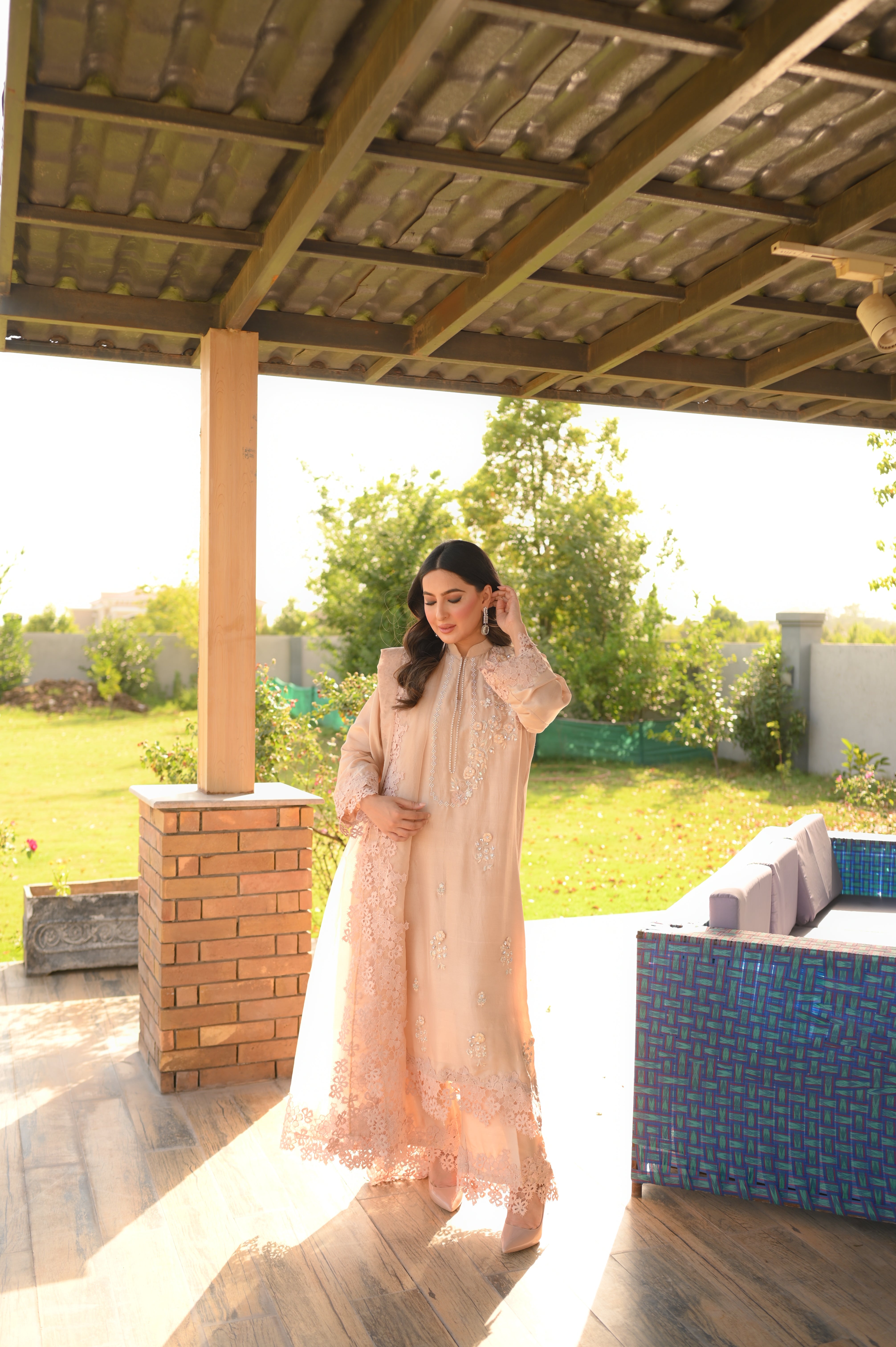 Peach Raw Silk Outfit