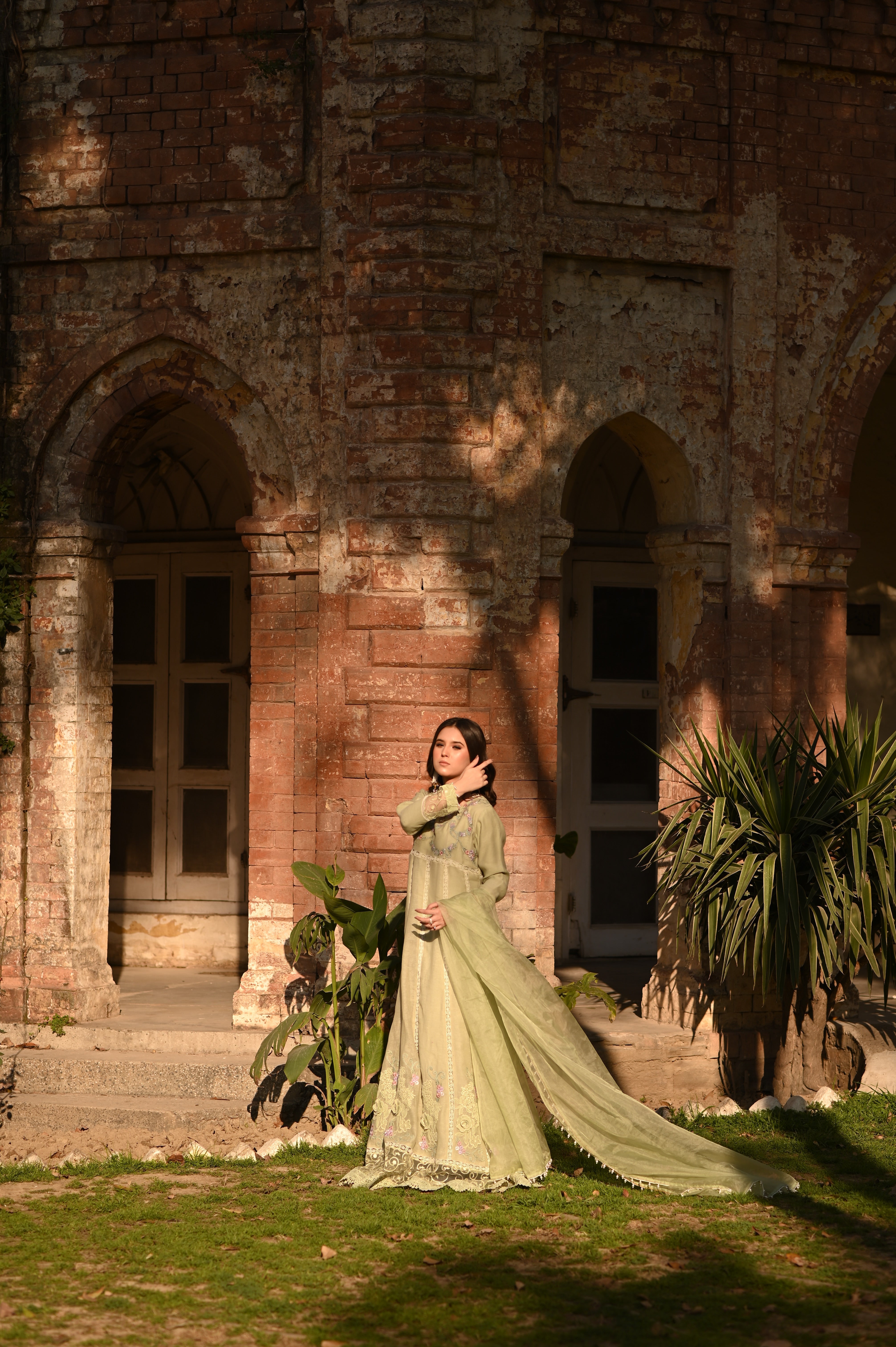 Mint Green Embroidered Peshwas