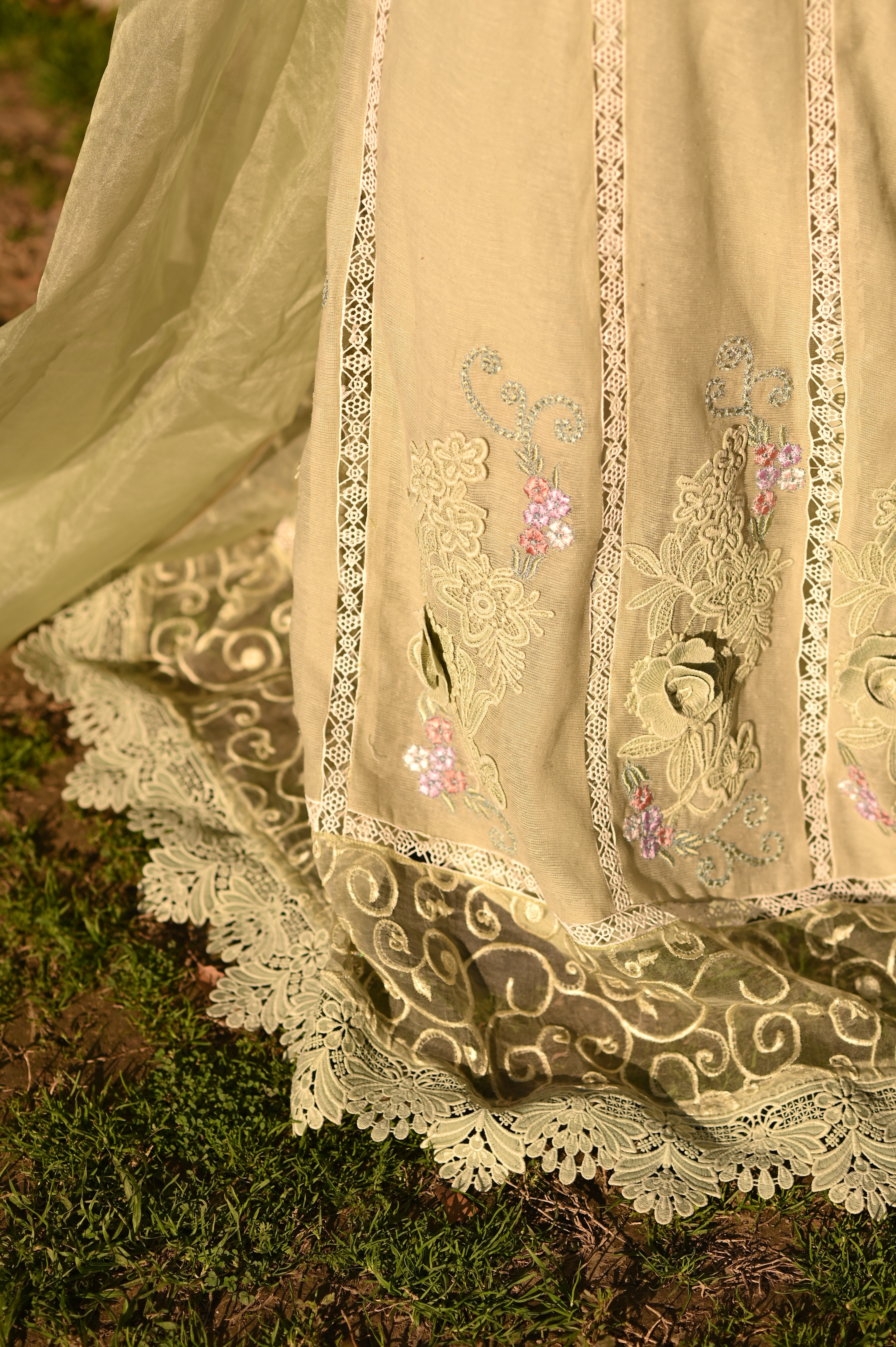 Mint Green Embroidered Peshwas