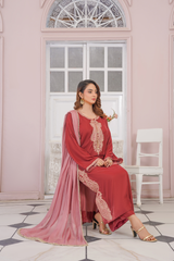 Dusty Rose  Embroidered 3-Piece  Suit
