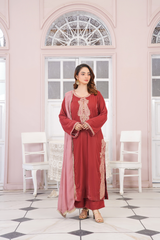 Dusty Rose  Embroidered 3-Piece  Suit