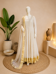 Gold Kundan Zari Mukesh Kalidar Frock | Sleeks by Ali Zain