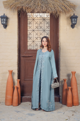 Grey Elegant  Embroidered Dress