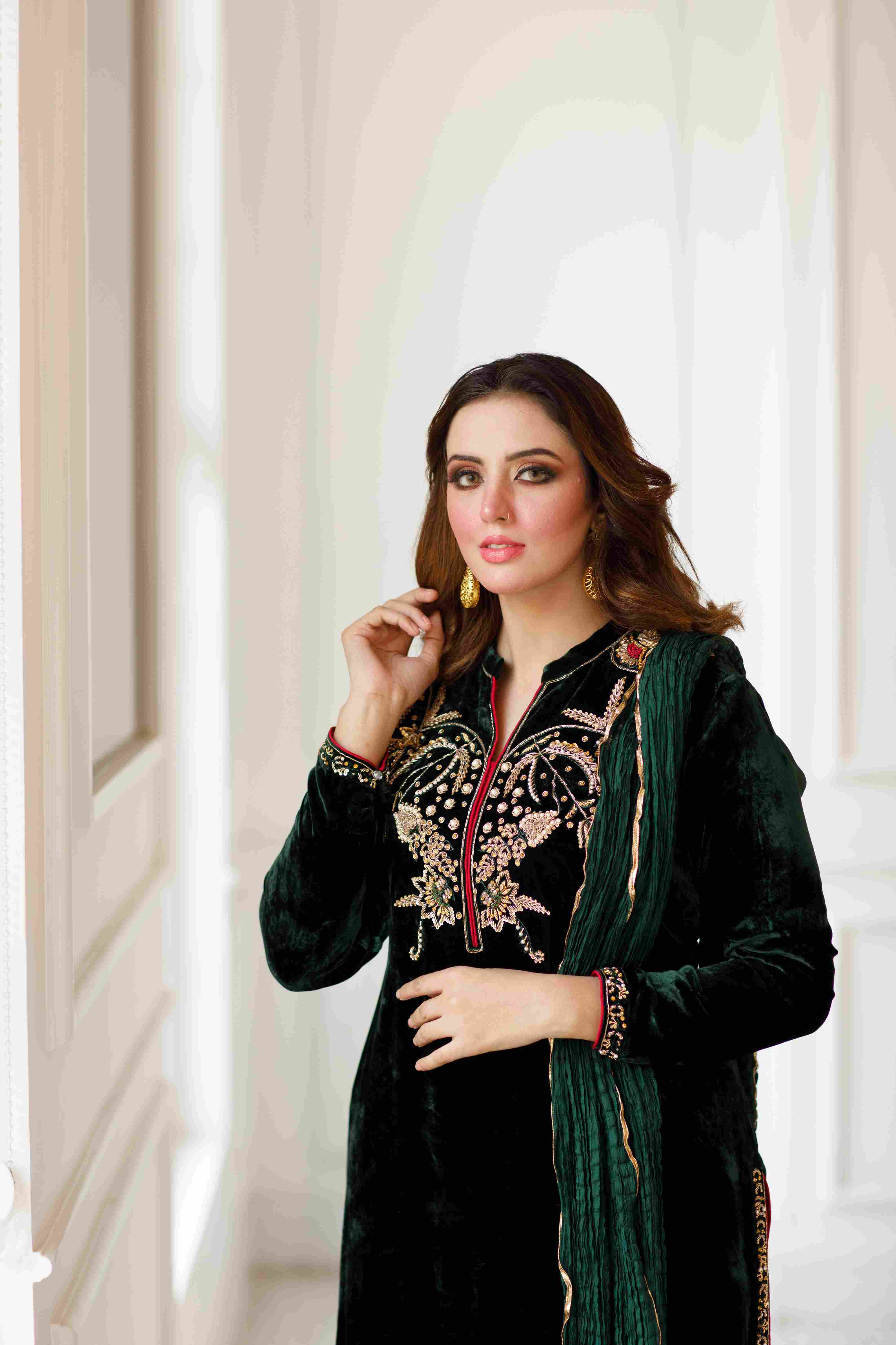 Emeraled green velvet