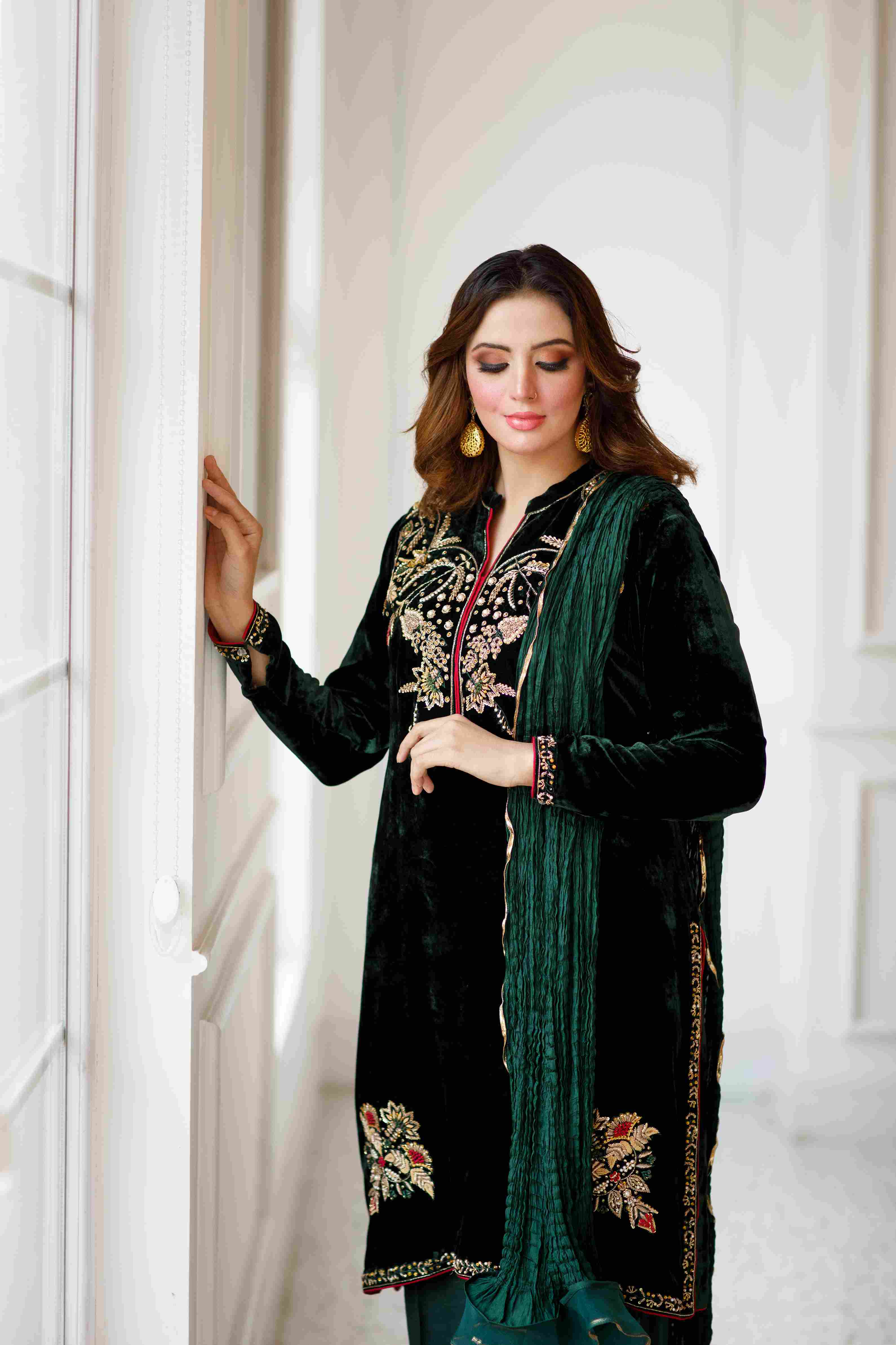 Emeraled green velvet