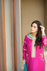 Handworked outfit and worked pants crushed silk dupatta