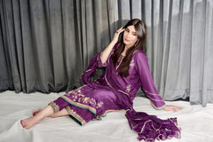 Handworked outfit and worked pants crushed silk dupatta