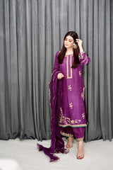 Handworked outfit and worked pants crushed silk dupatta