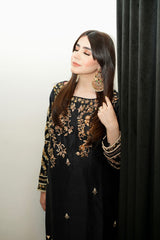 Handworked outfit and worked pants crushed silk dupatta