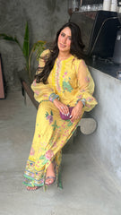 Nureh – Yellow Digital Print Georgette Kaftan | Muntaha By Shanzay Fahad