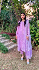 Lilac Chikankari Shirt with Dupatta and Trousers