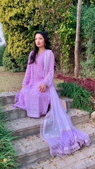 Lilac Chikankari Shirt with Dupatta and Trousers