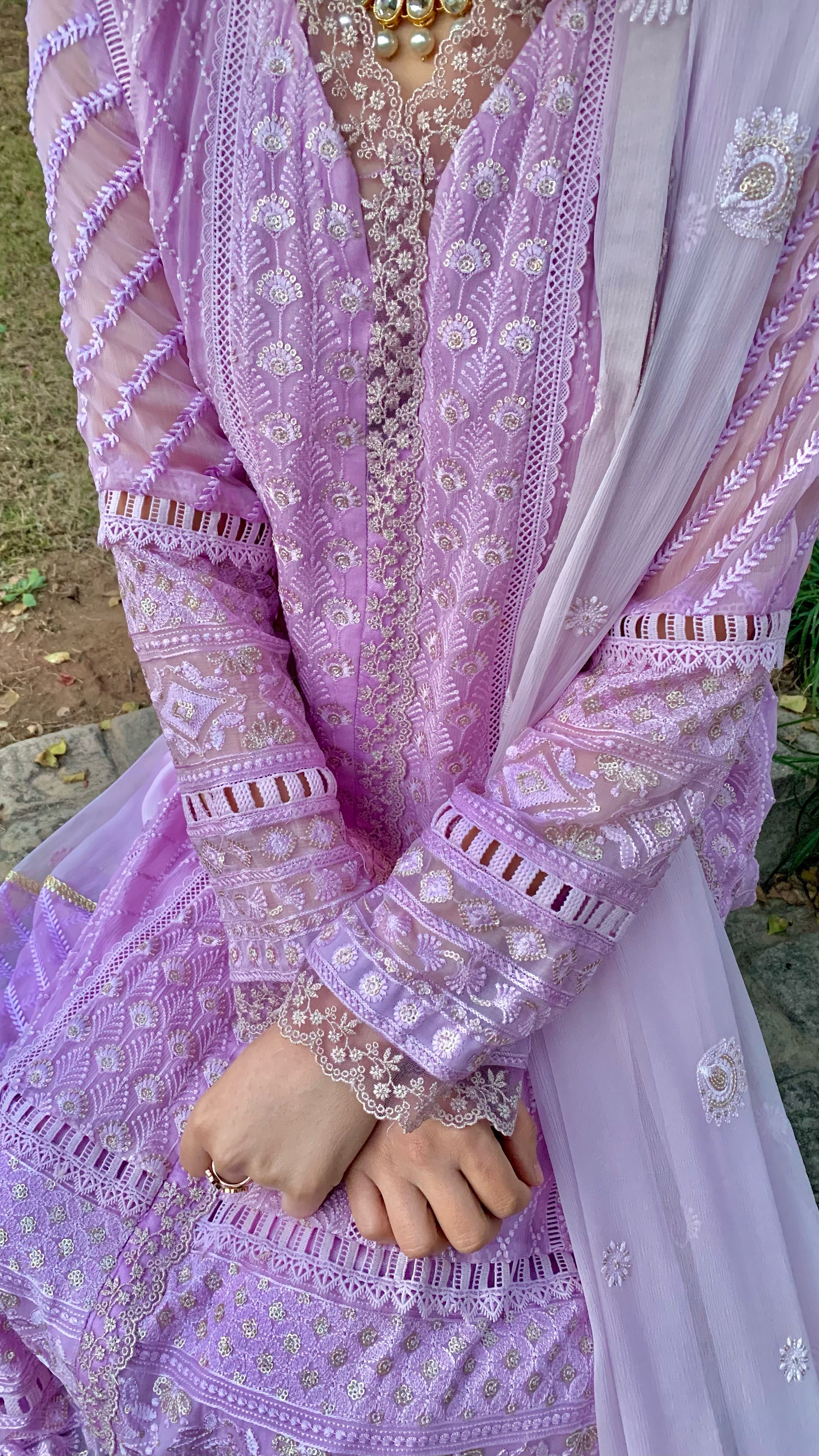 Lilac Chikankari Shirt with Dupatta and Trousers