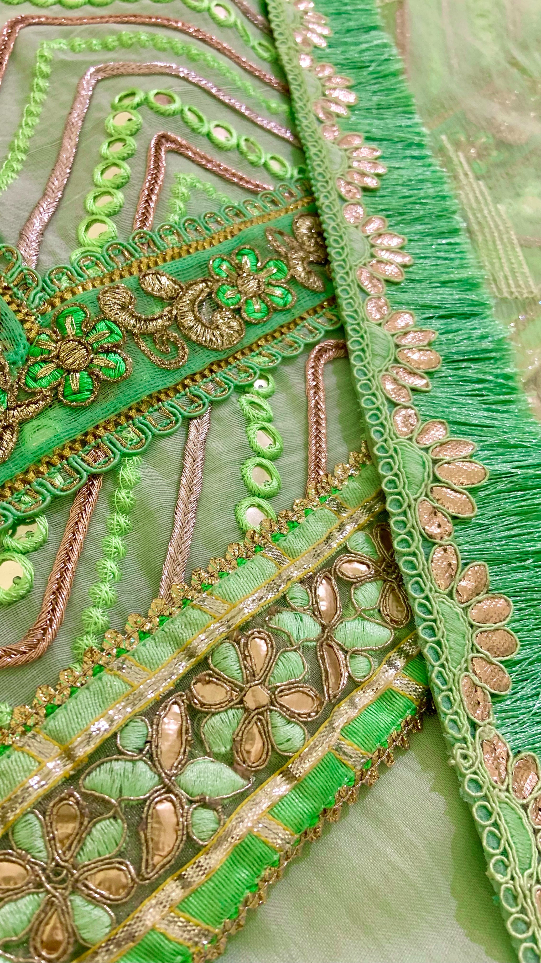 Neon-Mint Green Shirt and Lehenga Trousers