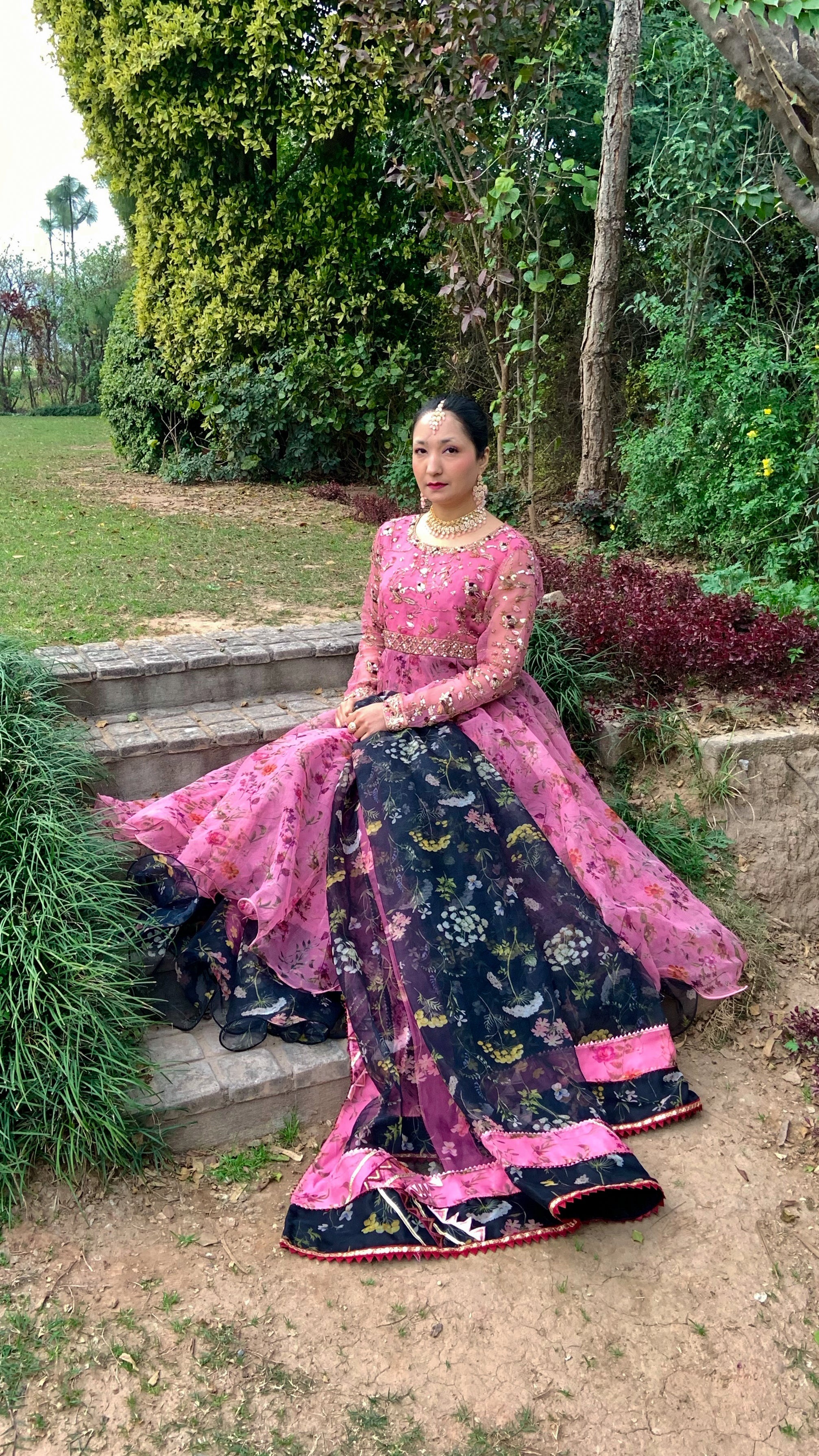 Rose Pink Peshwas with Embroidery