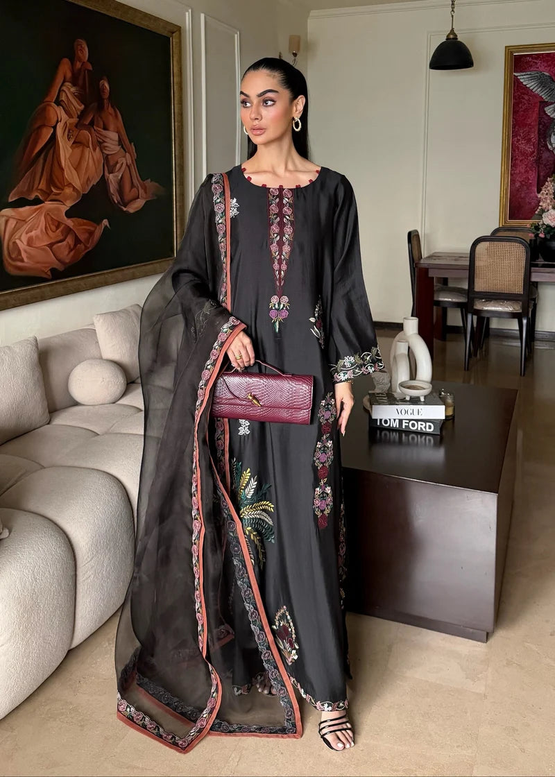 Suraya – Black Khaadi Silk Kaftan | Muntaha By Shanzay Fahad