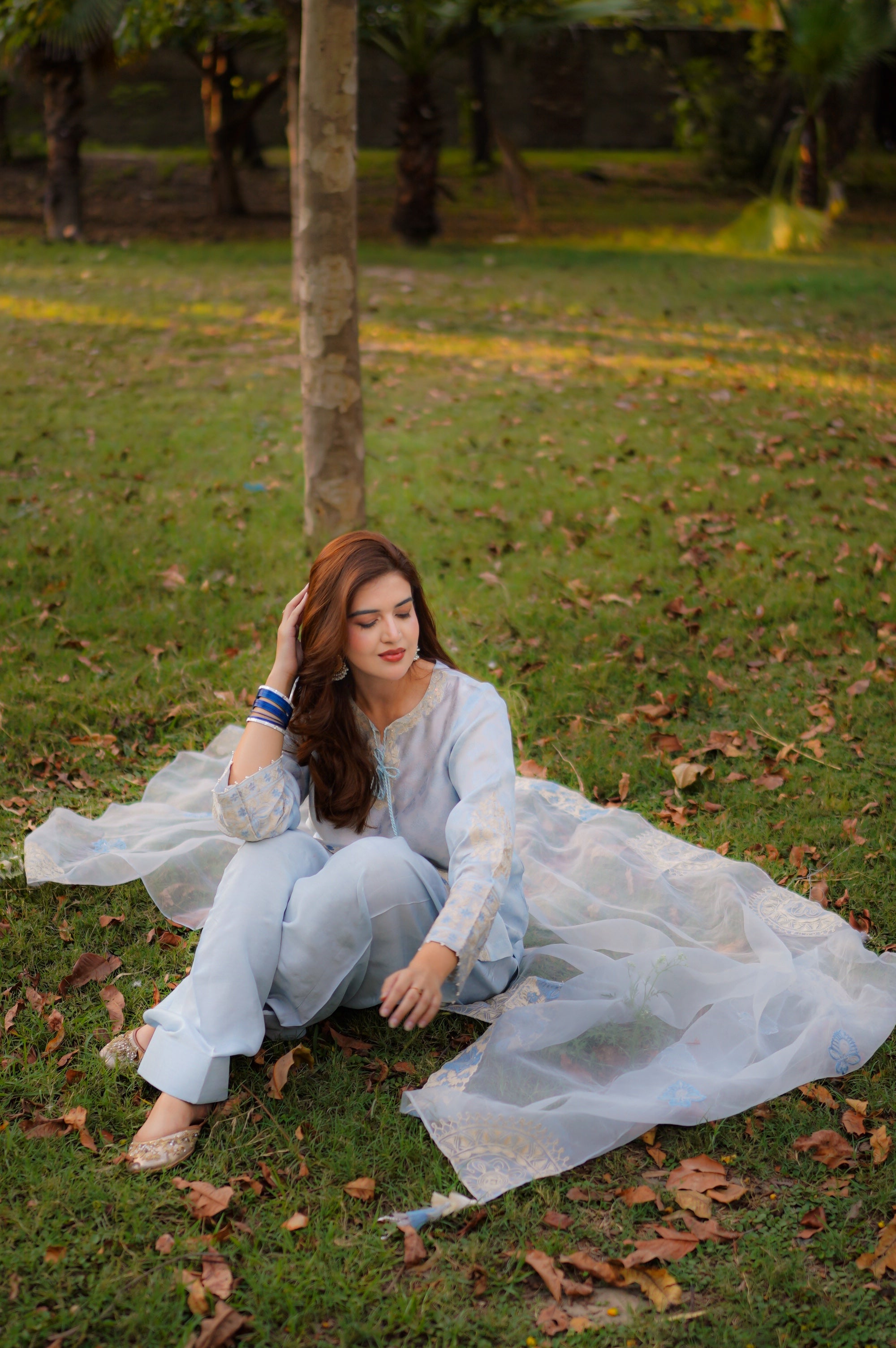 Heer – Ice Blue Embroidered Farshi Shalwar Suit | Muntaha By Shanzay Fahad