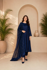 Blue Tissue Silk Embroidered Shirt with Dupatta | Sleeks by Ali Zain