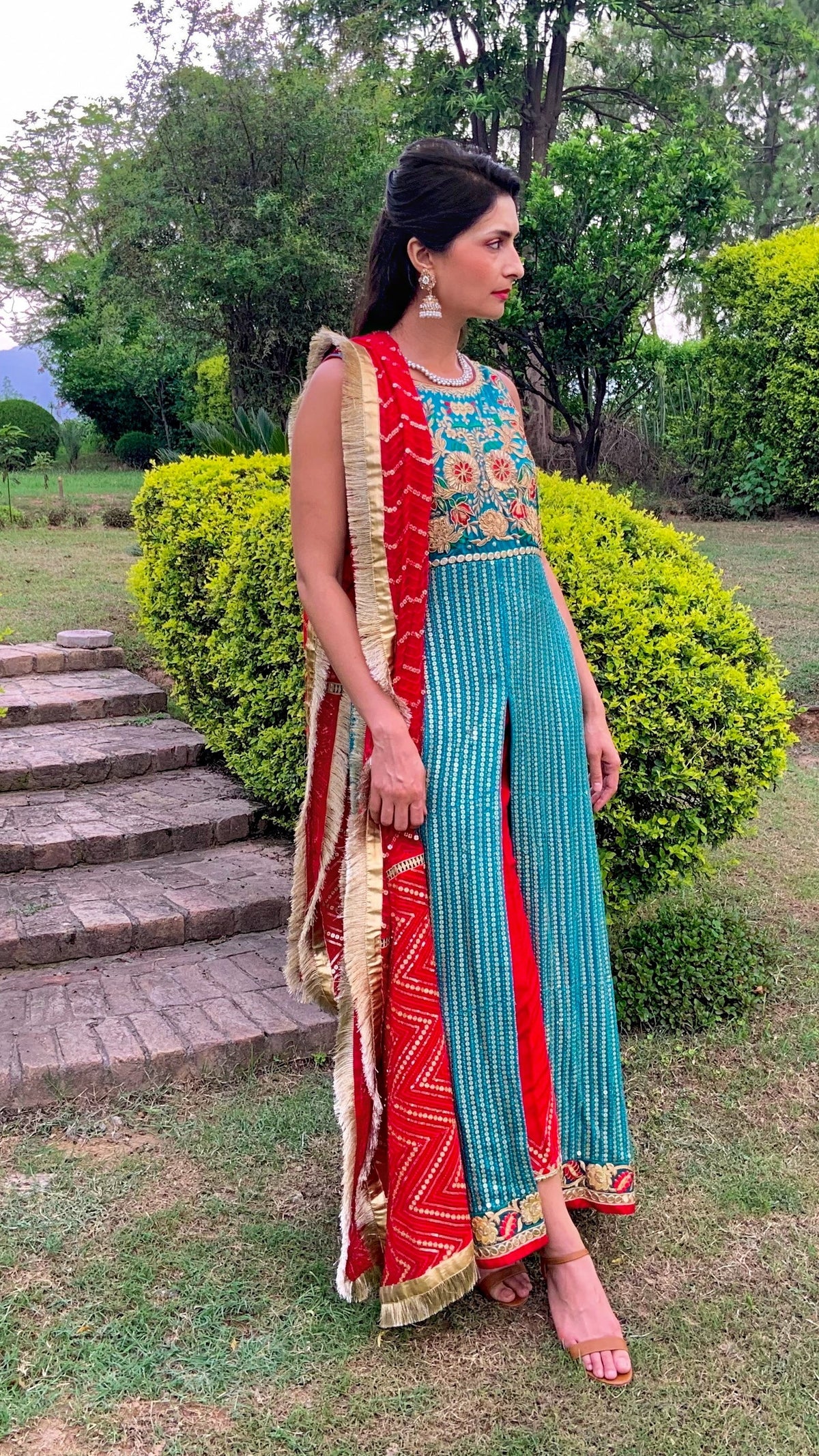 Long Emerald Green Front Open Shirt