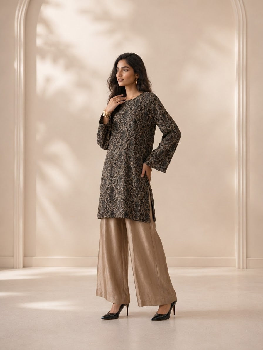 Kundaan Zari Embroidered Shirt & Tissue Silk Trousers | Sleeks by Ali Zain