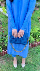 Cornflower Blue Silk Shirt with Bib