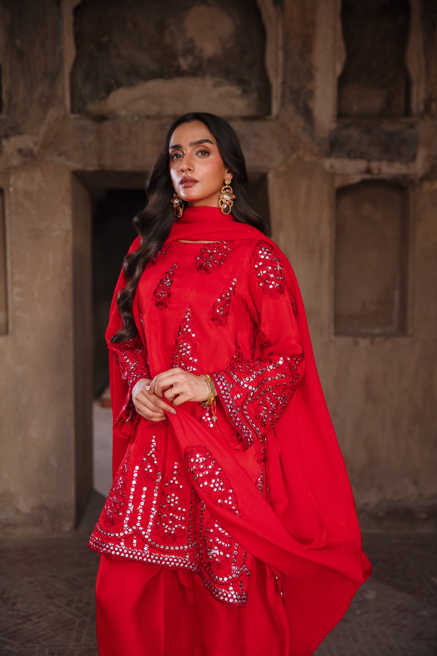 watermelon-red silk